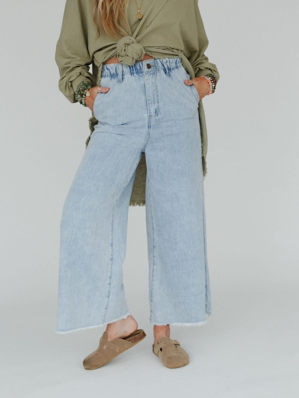 Three Bird Nest Simply You Wide Leg Raw Hem Jeans